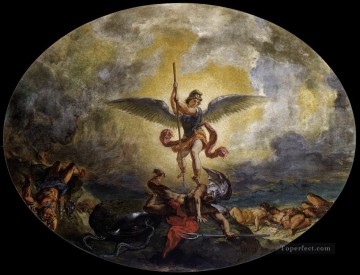 聖ミカエルが悪魔を倒す ロマンチックなユージン・ドラクロワ Oil Paintings